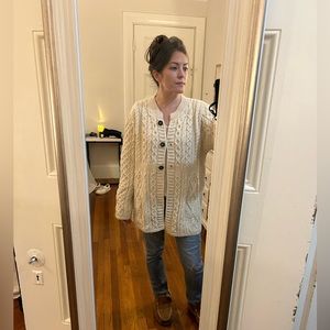 Handmade Standum Irish Cable Knit Sweater 100% Merino Wool